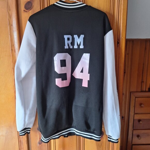 Rap Monster 94 BTS K-POP Korean Boy Band Varsity Letterman Button Down Jacket M - Picture 1 of 6